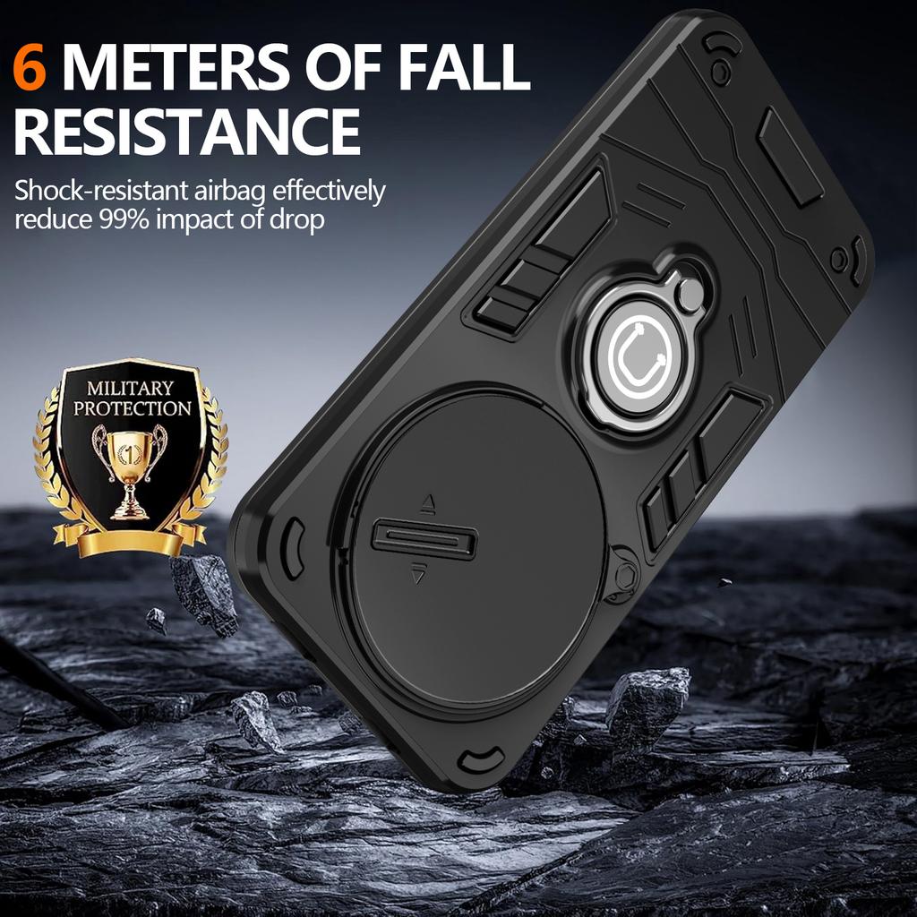 Hybrid Armor Shockproof Case For Honor X9D X70 Magic 8 Lite Sliding Window Metal Ring Holder TPU Frame Plastic Back Cover Fundas