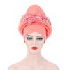Ready To Ship 2025 Latest Ladies Flower Embroidery African Hats Fashion Ethnic Style Stretch Turban Headbands for Women