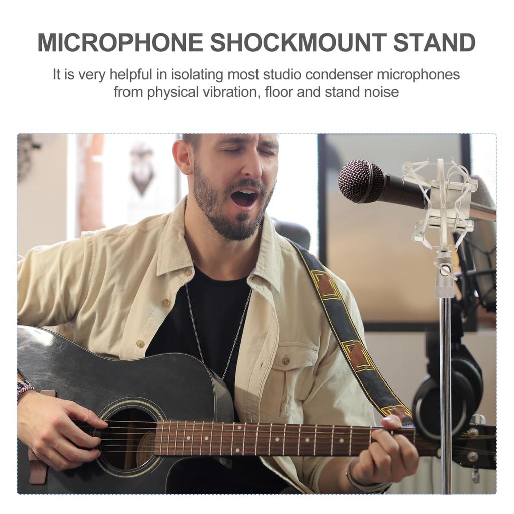 Toyvian Shock Mount Microphone Mic Holder Microphone Holder Metal Microphone Adjustable Removable PC Live Recording 1pc White Anti-Vibration