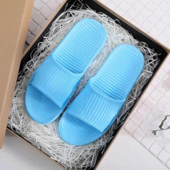 

Женские тапочки, летние домашние тапочки для ванной, нескользящие домашние тапочки, однотонные однотонные тапочки на плоской подошве большого размера для пар 36-37 небесно-голубой