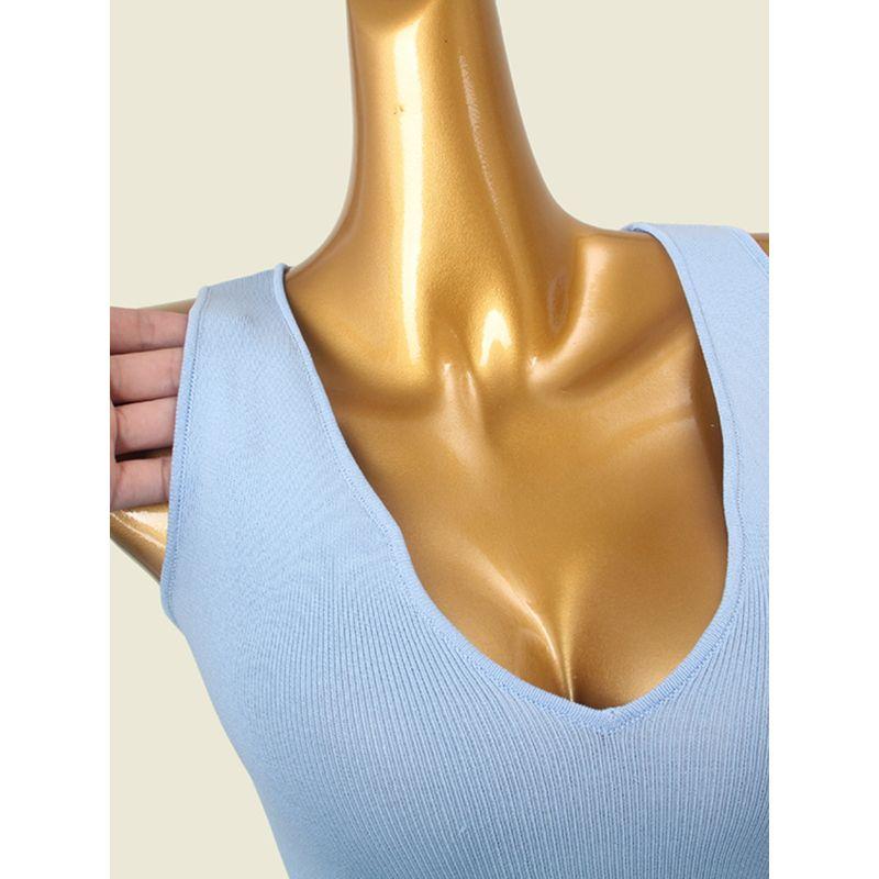 Deep V-neck Sexy Positioning Clothing Foreign Trade Original Order Silm Slim Looking Sleeveless Sexy Knitting Summer One-Piece Vest Tops