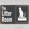 Vintage Metal Tin Sign , Vintage The Litter Room Wall Art Decor, Funny Cat Rustic Poster for Home Living Room Bedroom Kitchen
