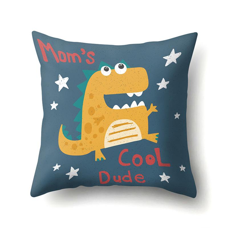 Față de pernă poliester cu model geometric de dinozaur, cu o singură față, pentru casă, canapea, living, dormitor, husă de pernă