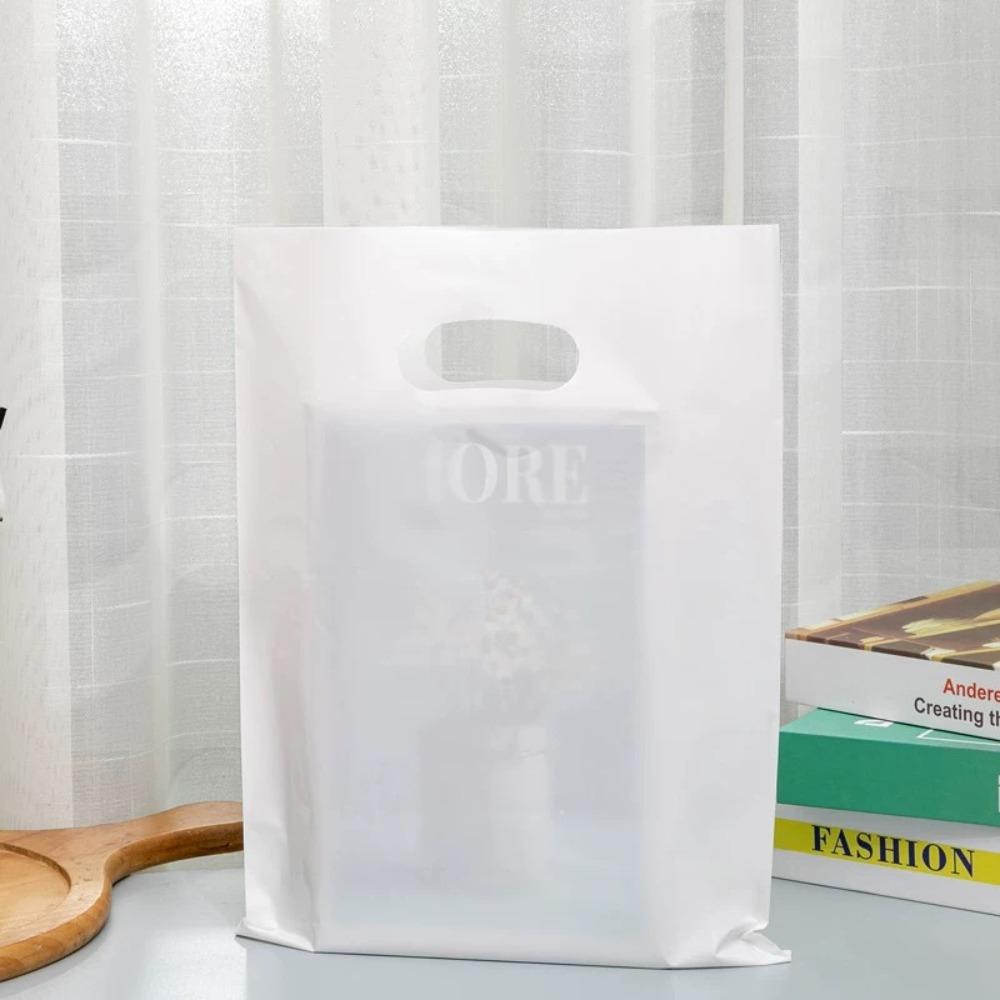 50 PCS Flat Mouth Gift Packaging Bag Reinforced Plastic Carry Case Shopping Bag School Events