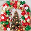 Christmas Theme Red Green Ballon Arch Kit Gold Confetti Latex Balloons Garland Xmas Candy Cane Foil Globos Home Party Decoration