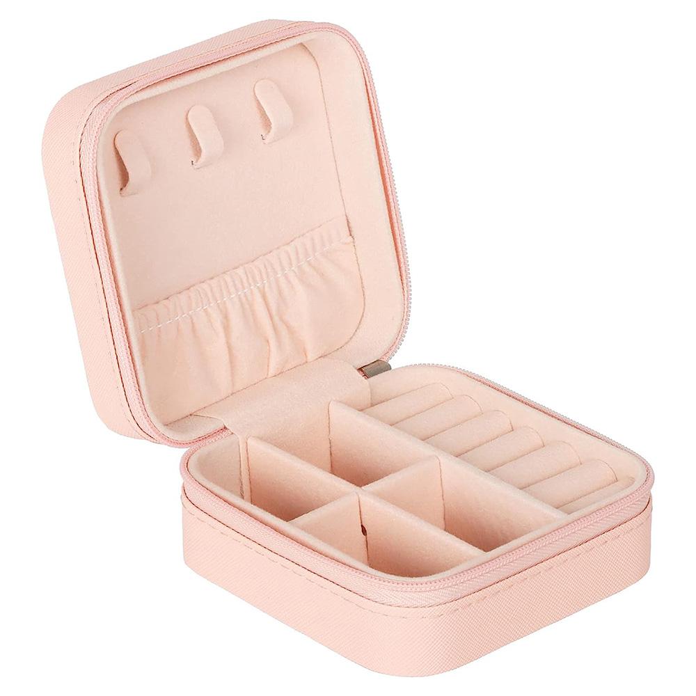 

2024 Портативная шкатулка для украшений Органайзер для украшений Дисплей Дорожный кейс для украшений Коробки ПУ Хранение Молния Чехол для колец Шкатулка для хранения украшений розовый