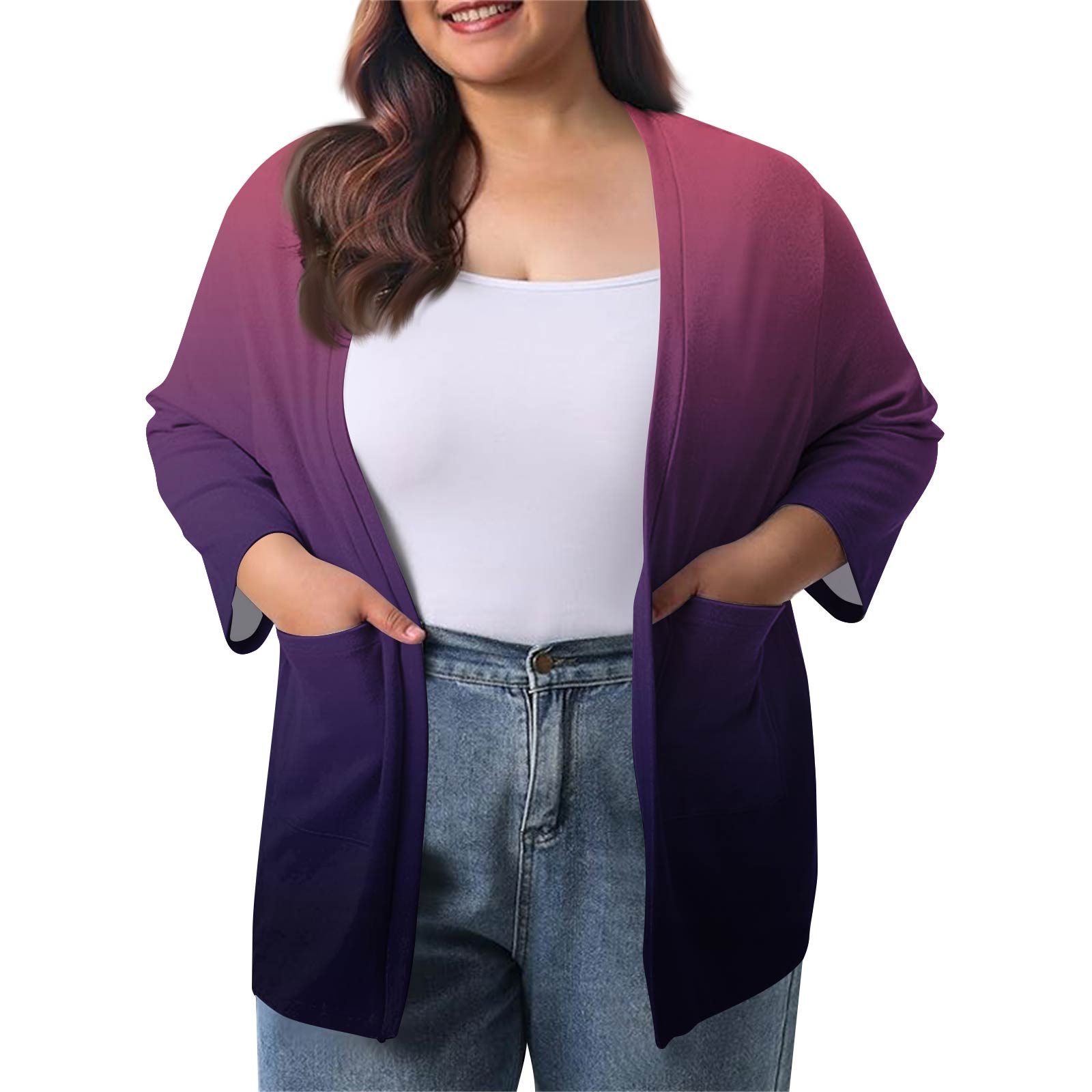 

Женский осенне-зимний модный повседневный однотонный кардиган-жакет длиной до середины бедра с рукавом 3/4 XL