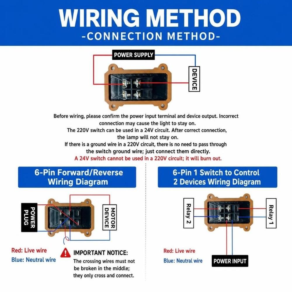 12V-24V Inline Power Cord Switch 30A Junction Box Auto Accessories Marine Rocker Switch
