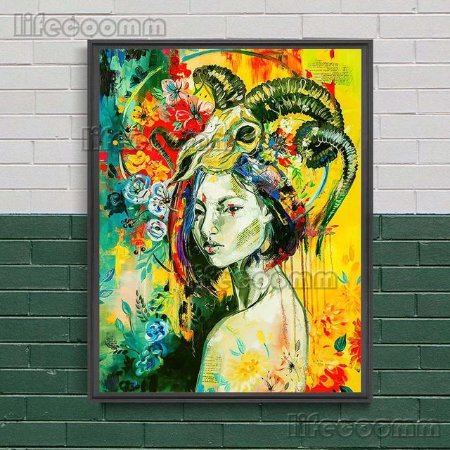 Gotycka Konstelacja Wiedźma Surrealistyczny Wydruk Sztuki Czaszki Dekoracja Ścienna Sztuka Płótno Malowanie Wystrój Domu Straszny De Wicca Plakat Wydruk Bez Ramki