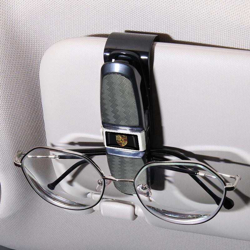 1pcs Car Sun Visor Glasses Box Universal Sunglasses Clip Card For Porsche Boxster Cayenne Panamera Macan Cayman 911 918
