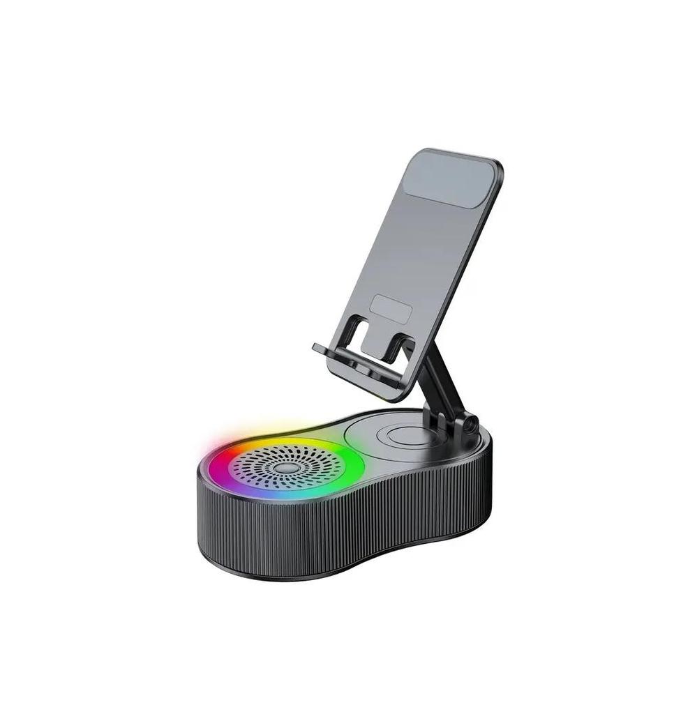 5-in-1 Kabelloser Lautsprecher Telefonhalter Notfall Wiederaufladbar (2000mAh) mit farbigem Umgebungslicht 360° faltbar für Tablet iPhone Android
