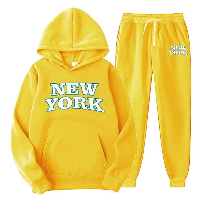 Mens Hooded Tracksuit Set Long Sleeve Sweatshirt Fleece Lined Casual Sportswear