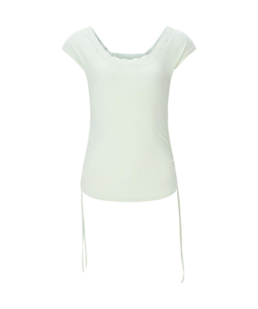 Peullijeunopallou Maya Lace Shirring Short Top (Mint)