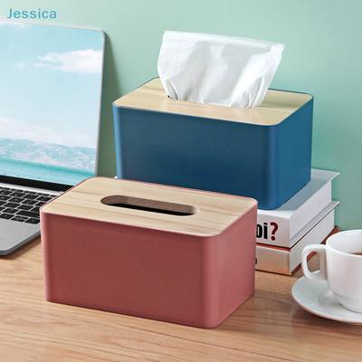 Modern Wooden-Top Tissue Box | Stylish Desktop Tissue Holder for Home, Office & Living Room Decor