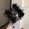 Elegance: Black Rabbit Ear Feather Tassel Claw Clip for Women – 2024 Autumn/Winter High-End Luxury Hair Accessory