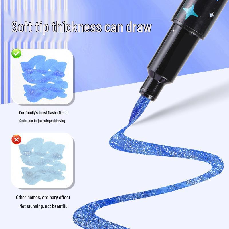 Double-Headed Glitter Marker Fluorescent Pen for Art, DIY, and Dual-Color Notes