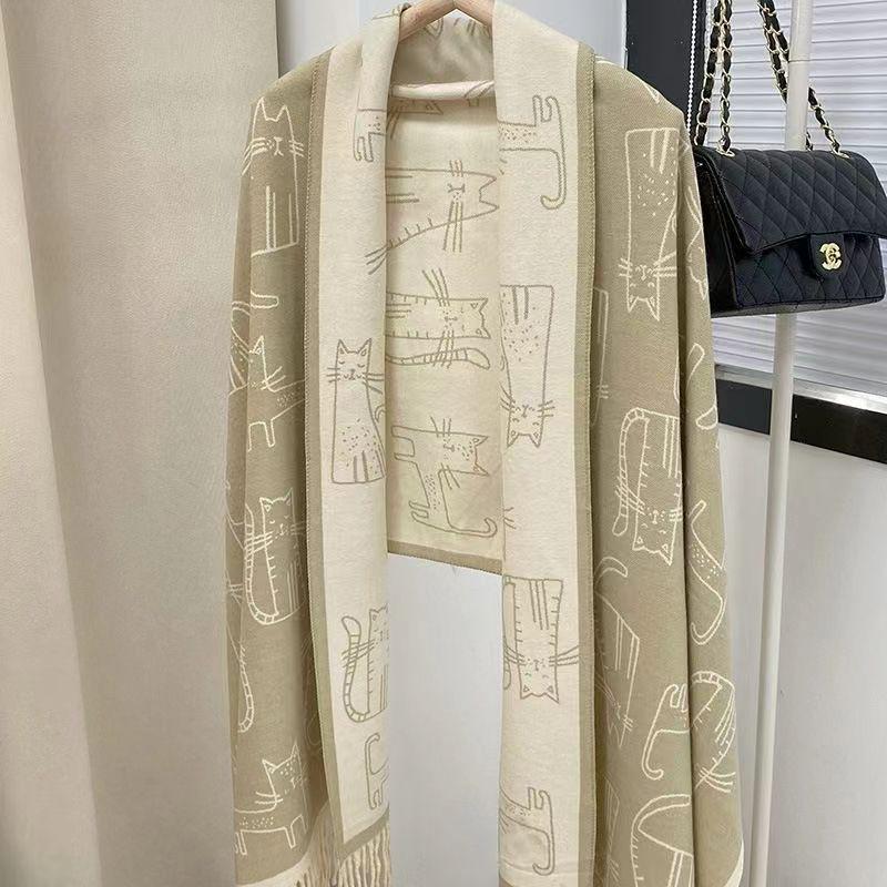 Women s Autumn Winter Korean-Style Tassel Faux Cashmere Scarf and Shawl