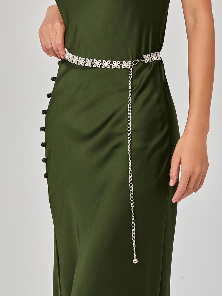 Rhinestone Waist Chain Metal Accessories Belt With Skirt Dress Waist Chain Decoration Thin Belt Tide