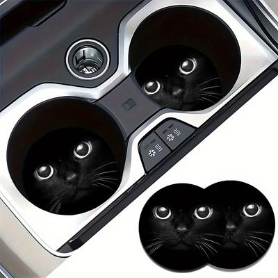 Designed To Prevent Slipping And Provide Shock Resistance for Any Vehicle Set of 2 Coasters Featuring a Black Design