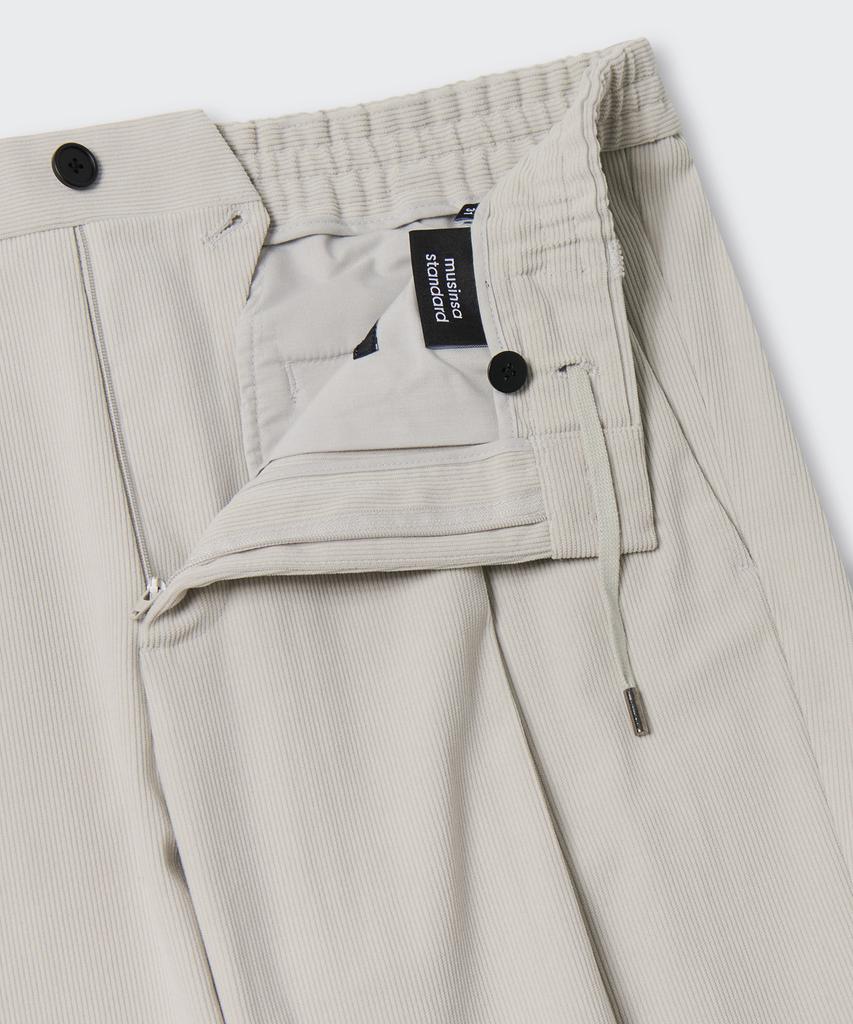 Musinsa Standard 14W Corduroy One-Pleat Wide Elastic Pants [Dusty Cream]