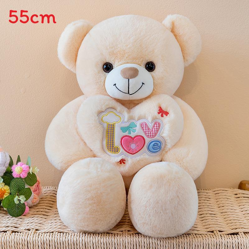 Love Heart Bear Plush Toy With Soft Pp Cotton For Gift Giving And Bed Decoration
