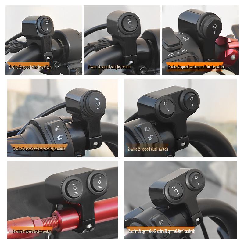 LED Aluminum Alloy Multi-function Motorcycle Handlebar Switch with Double Flash and Spotlight Headlight