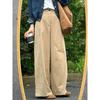 Khaki Wide-Leg Casual Pants for Women, Early Spring New Style, High-Waisted Loose Fit, Slimming for Pear-Shaped Body, Workwear Pants