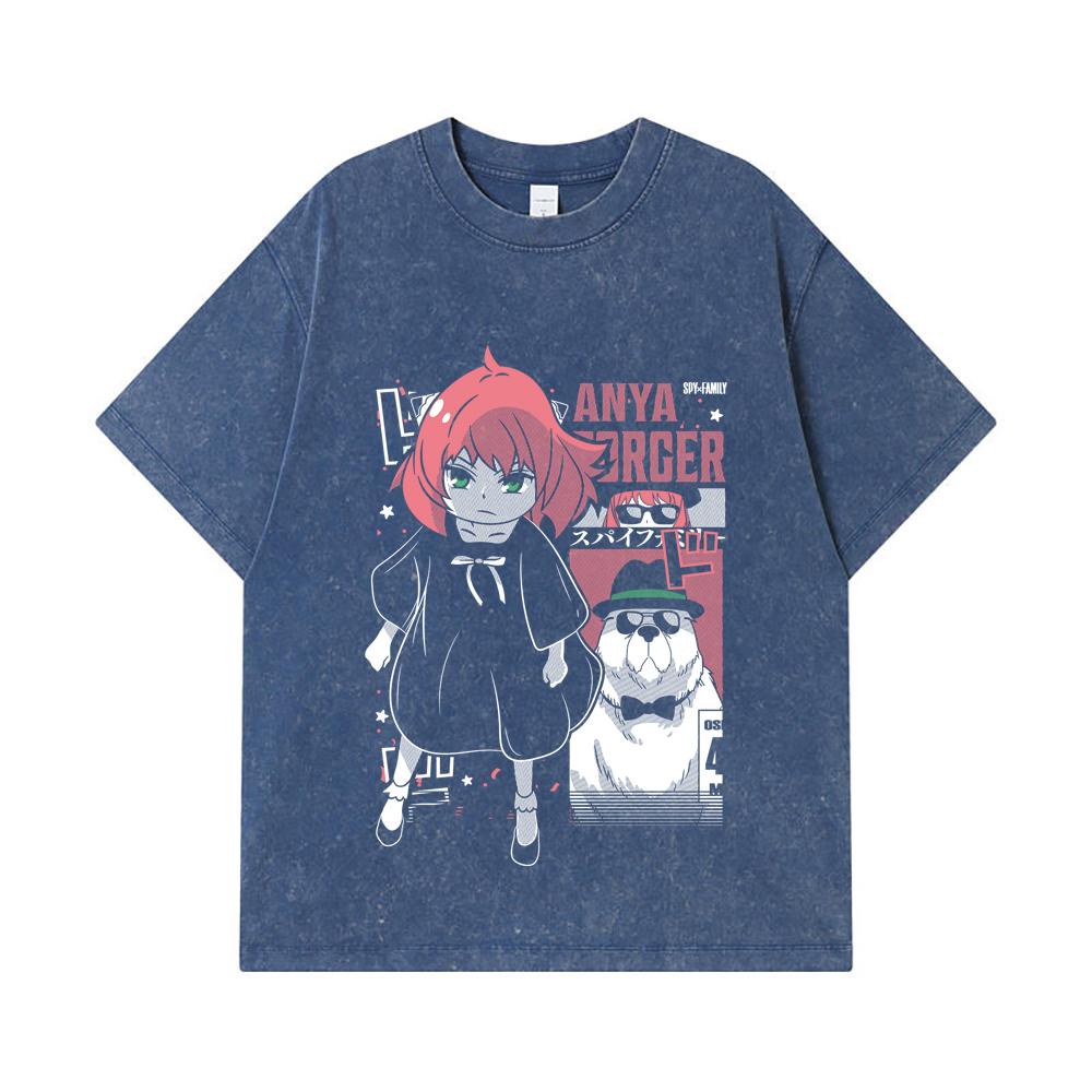 275 GSM Washed T-shirts 100% Cotton Spy x Family V3 Anya Bond Print Unisex Heavy Cotton T Shirt