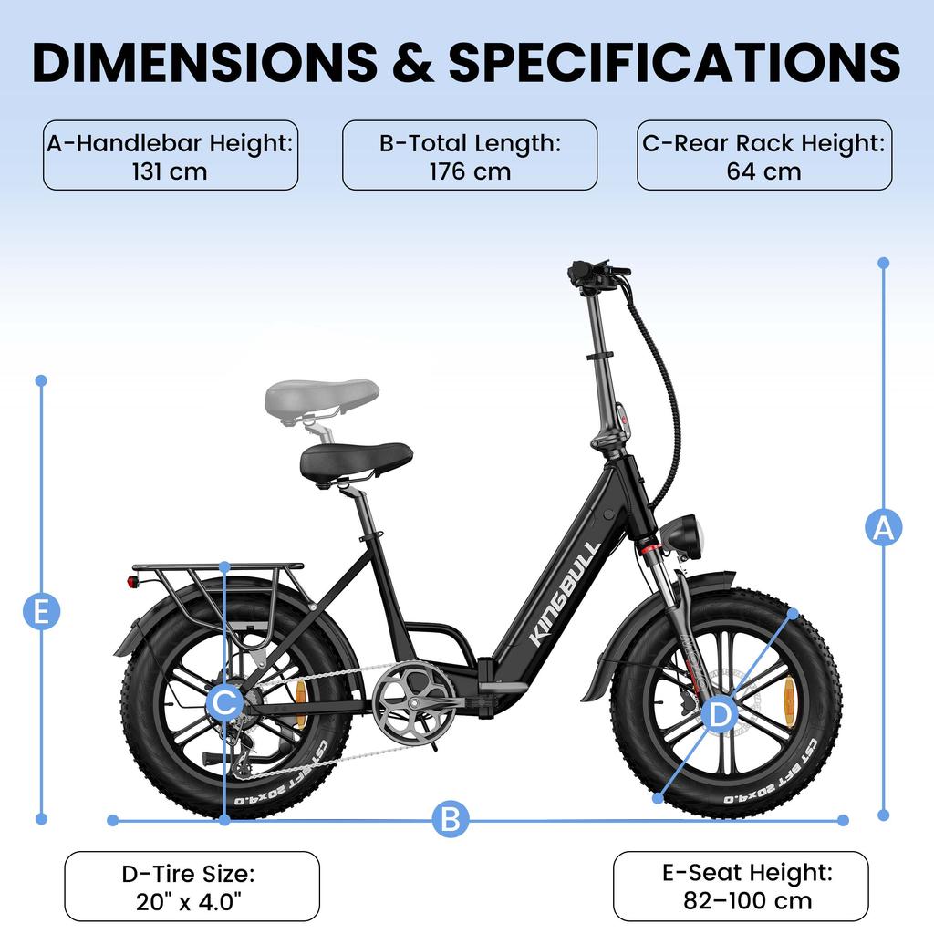 KINGBULL LITERIDE 2.0 500W City Commuter Electric Bike, 20 inches, maximum load capacity 180 kg, maximum range 90 km.