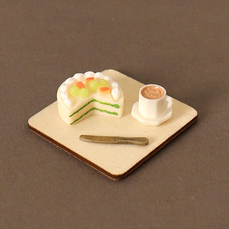 1Set 1:12 Puppenhaus Miniatur Kuchen Kaffee Gabel Tablett Lebensmittel Modell Küche Dekor Spielzeug Puppenhaus Zubehör
