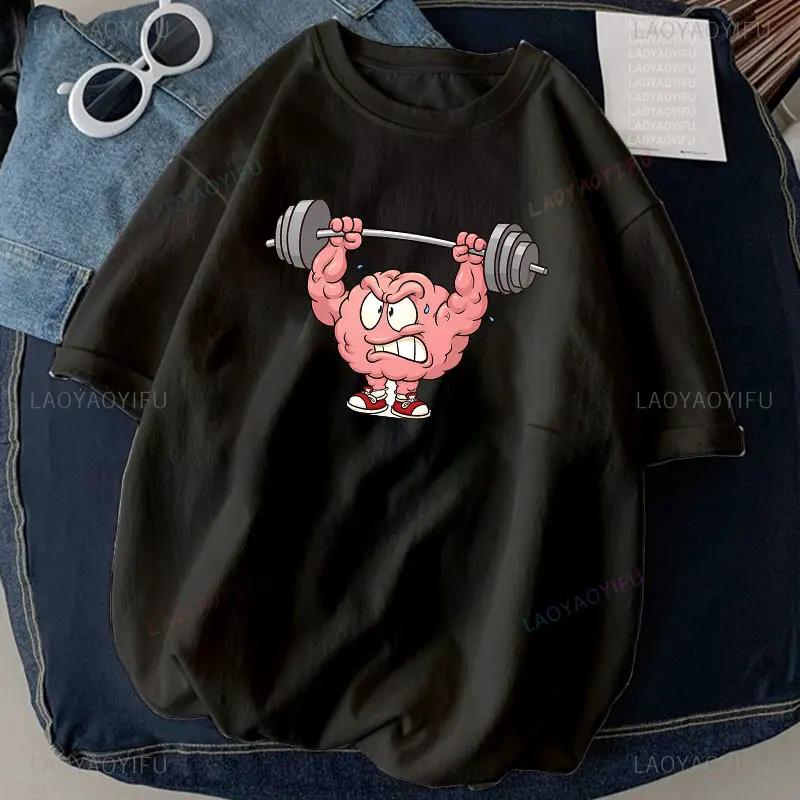 Kočka Vzpírání Potisk Tričko Cvičení Vtipný Gym Design Nálepka Grafika Vysoce Kvalitní Trička Dámské Oblečení Camisetas