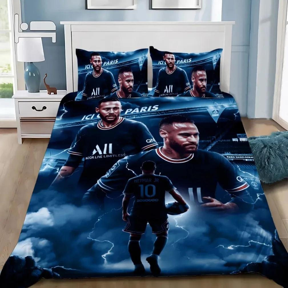 Modisches Fußball-Superstar N-Neymar Bettwäscheset 3D-bedruckter Bettbezug Bettwäscheset Weich King Full Size Bettwäscheset Für Jungen