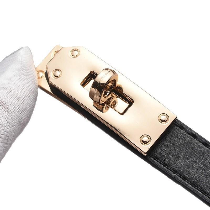 2025 Women's Thin Genuine Leather Belt for Dresses and Pants - High-End Cowhide Design.