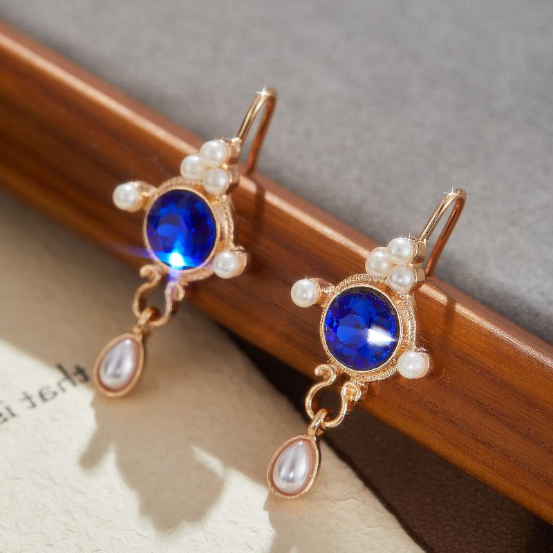 

Винтажные круглые серьги с имитацией циркона темно-синего цвета для женщин, модные, креативные, праздничные, для дня рождения, вечеринки, подарок с цирконом