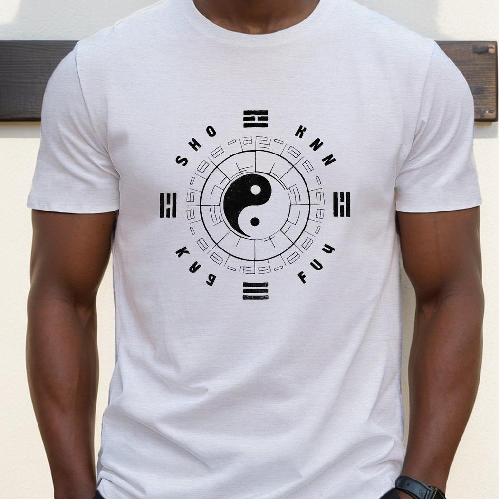 T-shirt Graphique Yin Yang Shaolin Kung Fu Homme Décontracté Manches Courtes Respirant Polyester