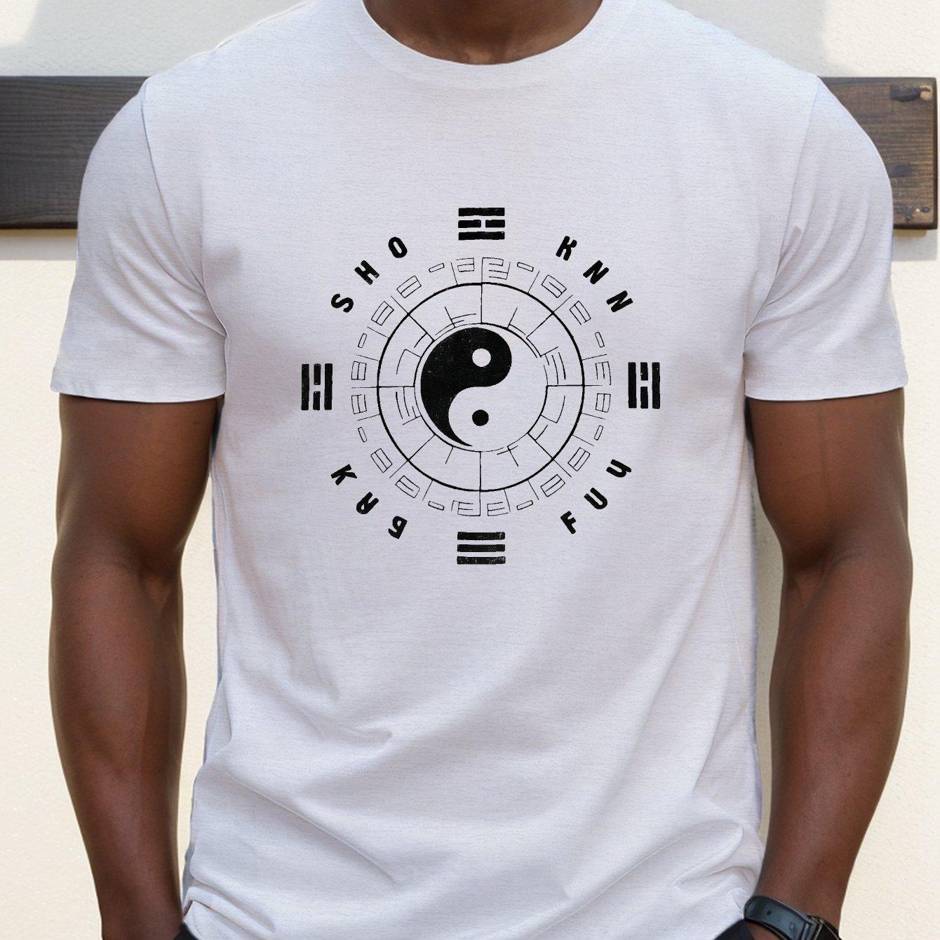 

Мужская футболка с принтом Шаолиньского Кунг-фу Инь-Ян, повседневная, с коротким рукавом, дышащая, из полиэстера S