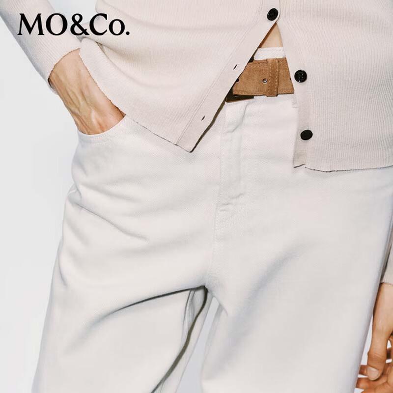 MO&Co. Women's Retro Mid-Waist Wide-Leg Scimitar Cut Denim Jeans