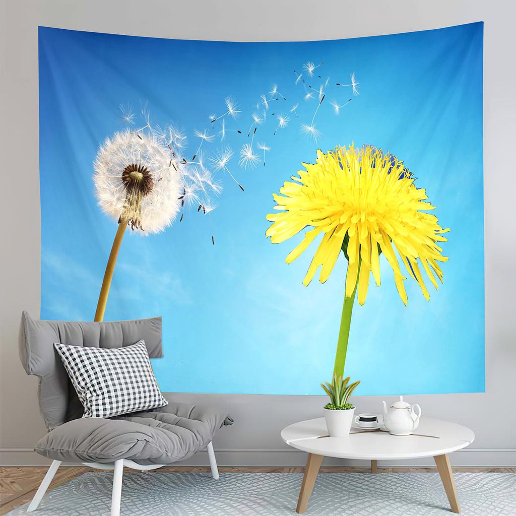 Spring Time Field Dandelions Tapestry Sunset Natural Scenery Tapestry Art Wall Hanging Home Living Room Bedroom Dorm Tapestries