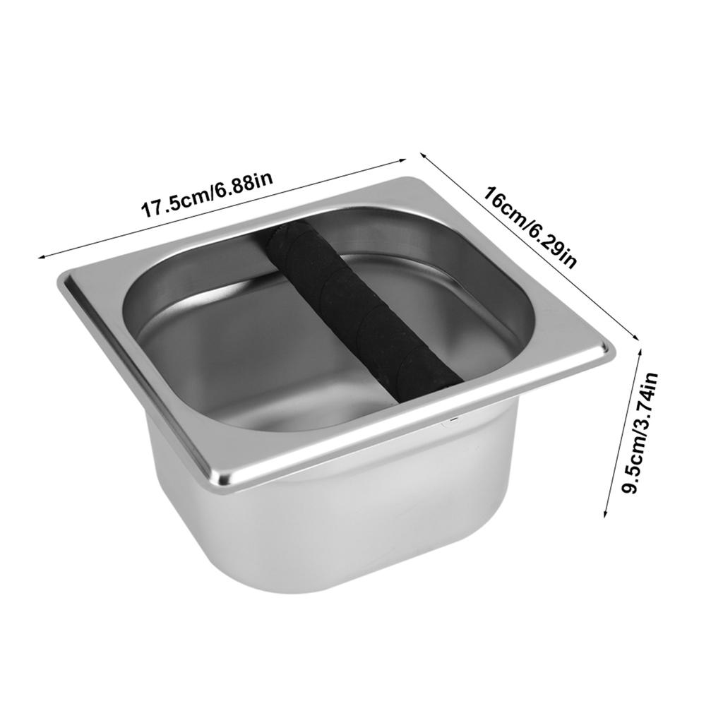 Stainless Steel Espresso Knock Box Container with Rubber Bar for Coffee Machine