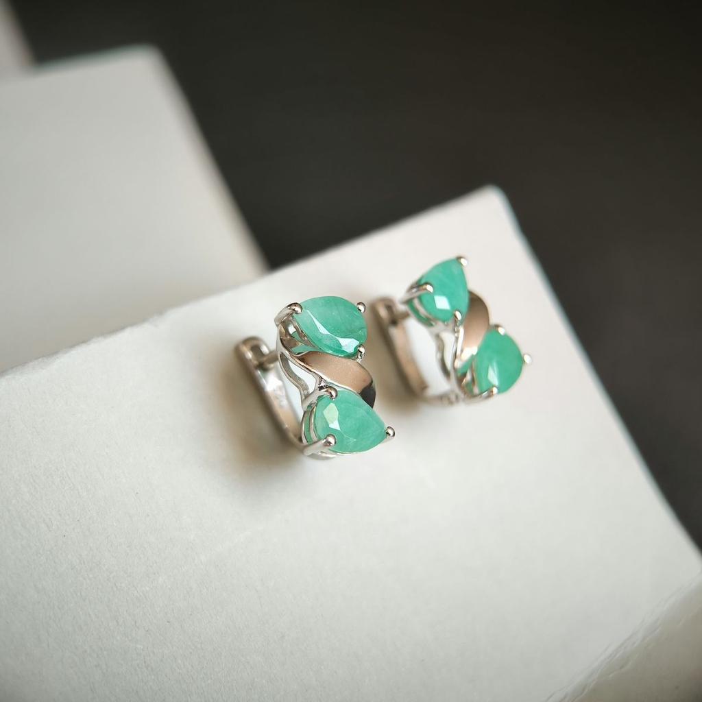 Серебряные серьги с натуральным изумрудом 4.058ct (2180050)