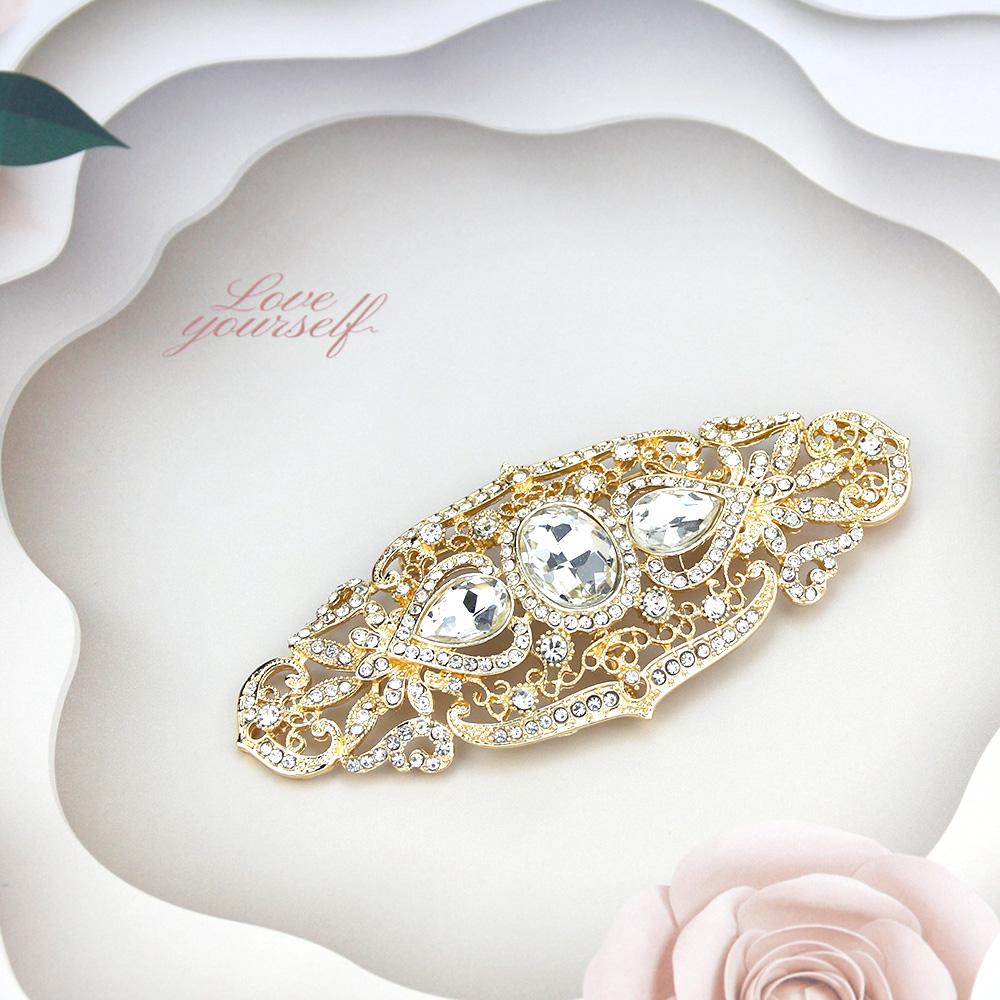 Women's Coffee Necklace Gold Large Crystal Bridal Jewelry Brooch
