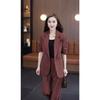 Spring New Plus Size Suit Set: Loose Fit Slimming Casual Blazer with Elastic Waist & Straight Leg Pants, Two-Piece Professional Outfit