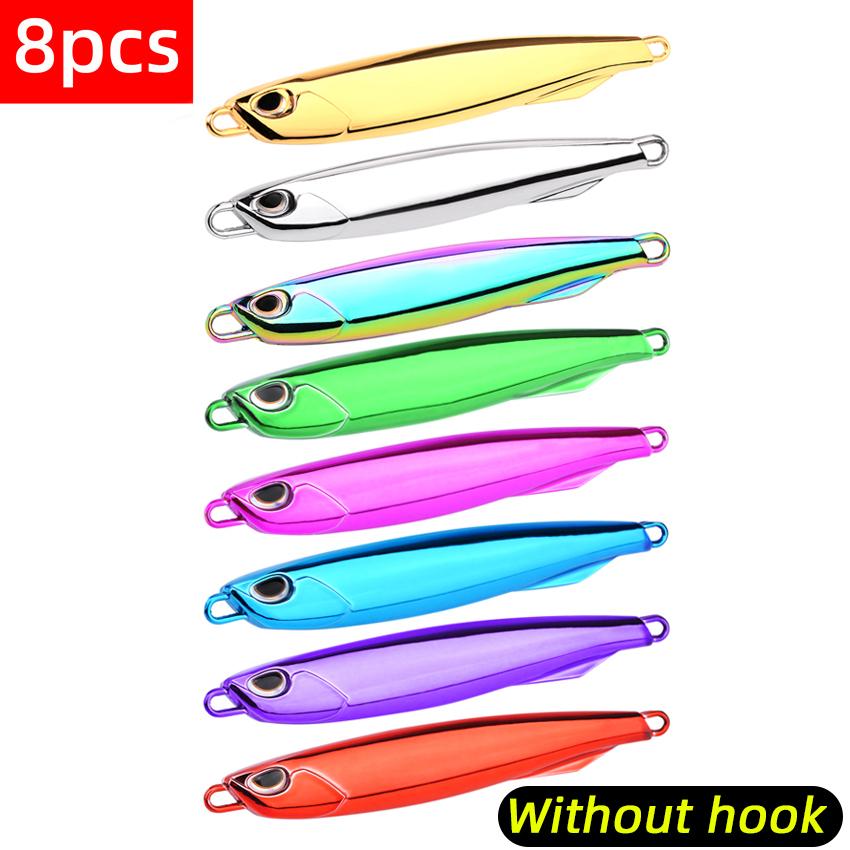 8pcs Metal Cast Jig Spoon 10g 15g 20g 30g 40g 60g 80g Lures with Hook Casting Jigging Fish Sea Bass Fishing Lure Artificial Bait