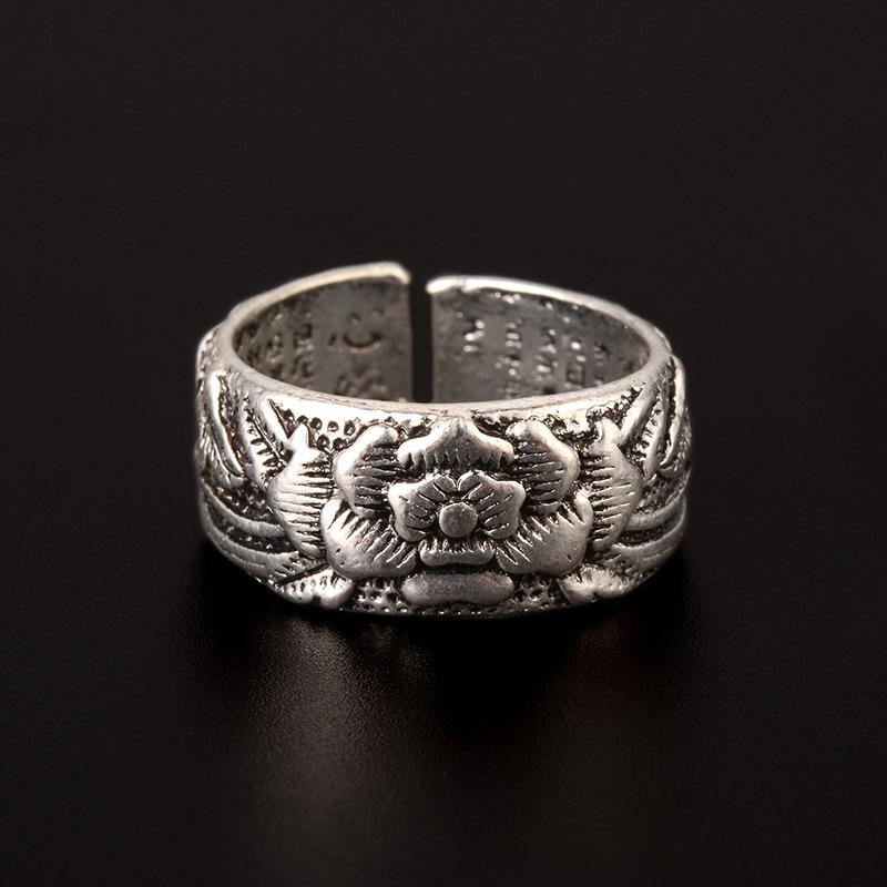 Retro Peony Ring For Men Women Punk Gothic Rock Hiphop Open Ring Handmade Designer Jewelry Biker Accessories Unisex Lover Gift