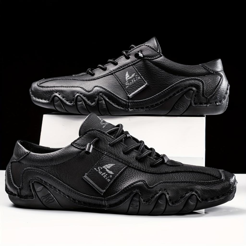 New Retro Style Stitching Casual Sneakers, Breathable Wear-resistant Non Slip Lace Up Shoes For Men's Outdoor Activities