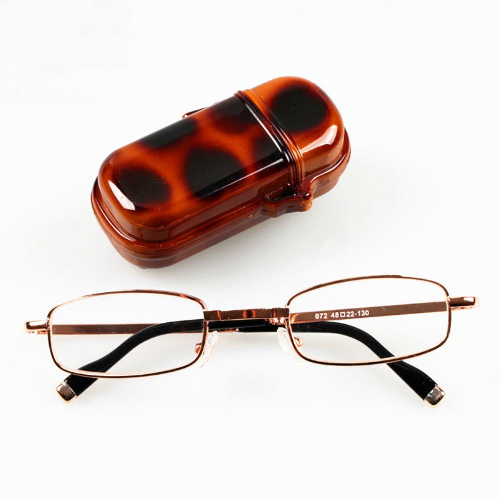 Folding Reading Glasses for Men Women Portable Metal Frame Presbyopic Eyeglasses with Case Unisex Clear Lens