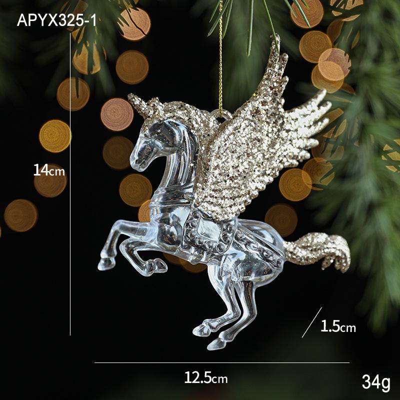 New Christmas Decoration Glitter Acrylic Ornament Transparent Snowflake Pendant for Xmas Tree Scene Decor Happy New Yeart