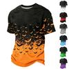 Men's Casual Corduroy Lightweight Breathable Short Sleeve Crew Neck T-Shirt Halloween Pattern Print Comfortable Fit