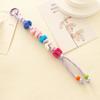 Colorful Acrylic Beads Keychain Lucky Letter Car Keyring Creative Mobile Phone Lanyard  Friend Gift