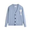 AMI 2025 Classic Couple's Embroidered White Heart Cardigan Wool Sweater